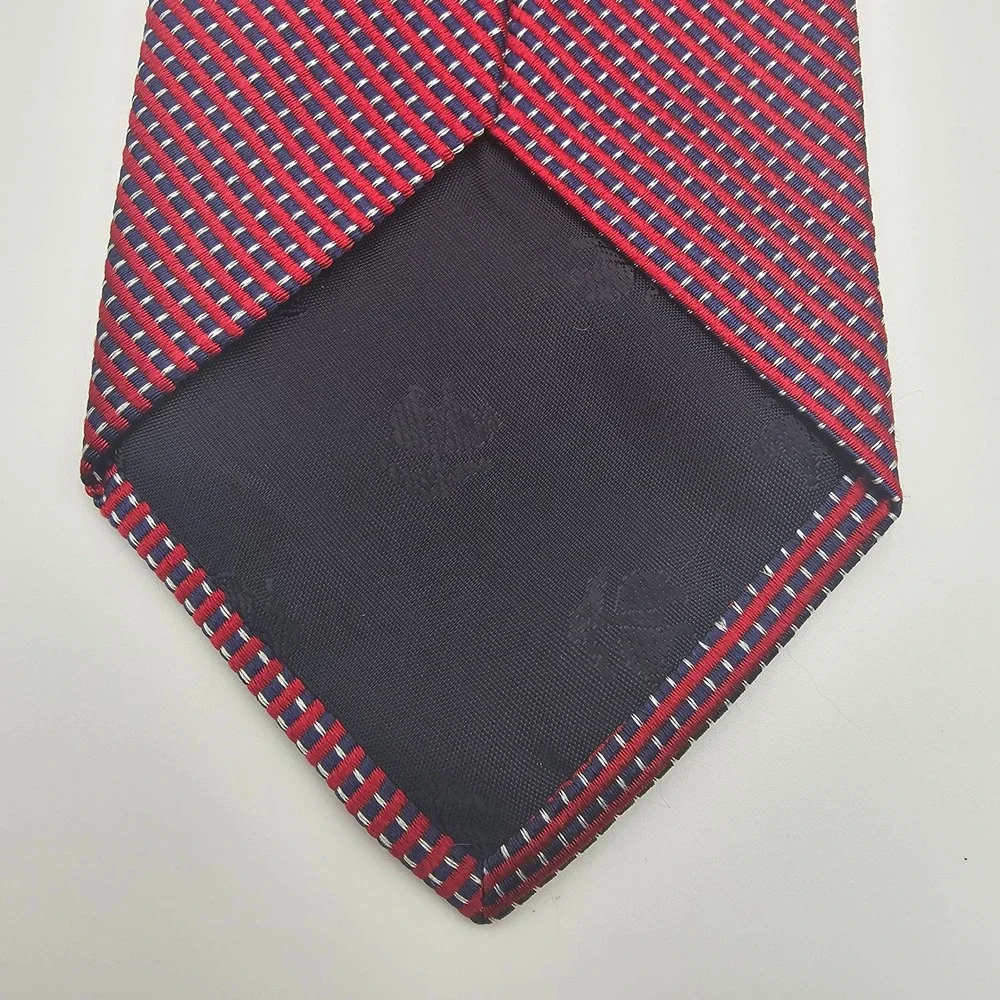 Brooks‎ Brothers 346 Silk Tie Red Blue Geometric Micro Pattern Diagonal Stripe